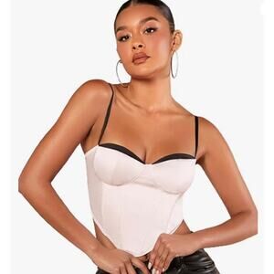 Shein Bae Corset Bra Top Womens Large Sexy Bustier Blush Pink Satin Wirefree NEW